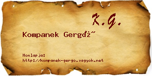 Kompanek Gergő névjegykártya